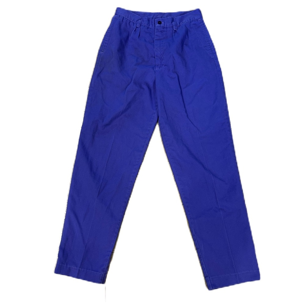 Vintage Pleated Front Pants Purple Cotton High Waisted Mom 80s 28” Waist Sz 13